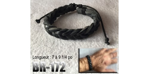 Br-172, Bracelet cuir tressé Shamballa